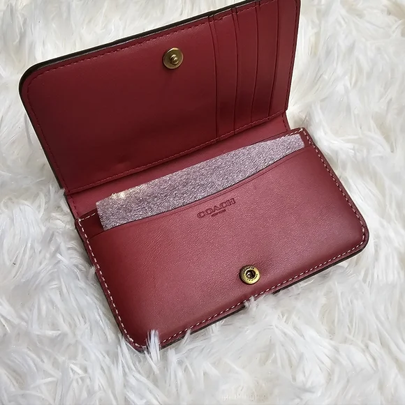 Coach Signature Heart Print Slim Card Case Wallet - Picture 8 of 11